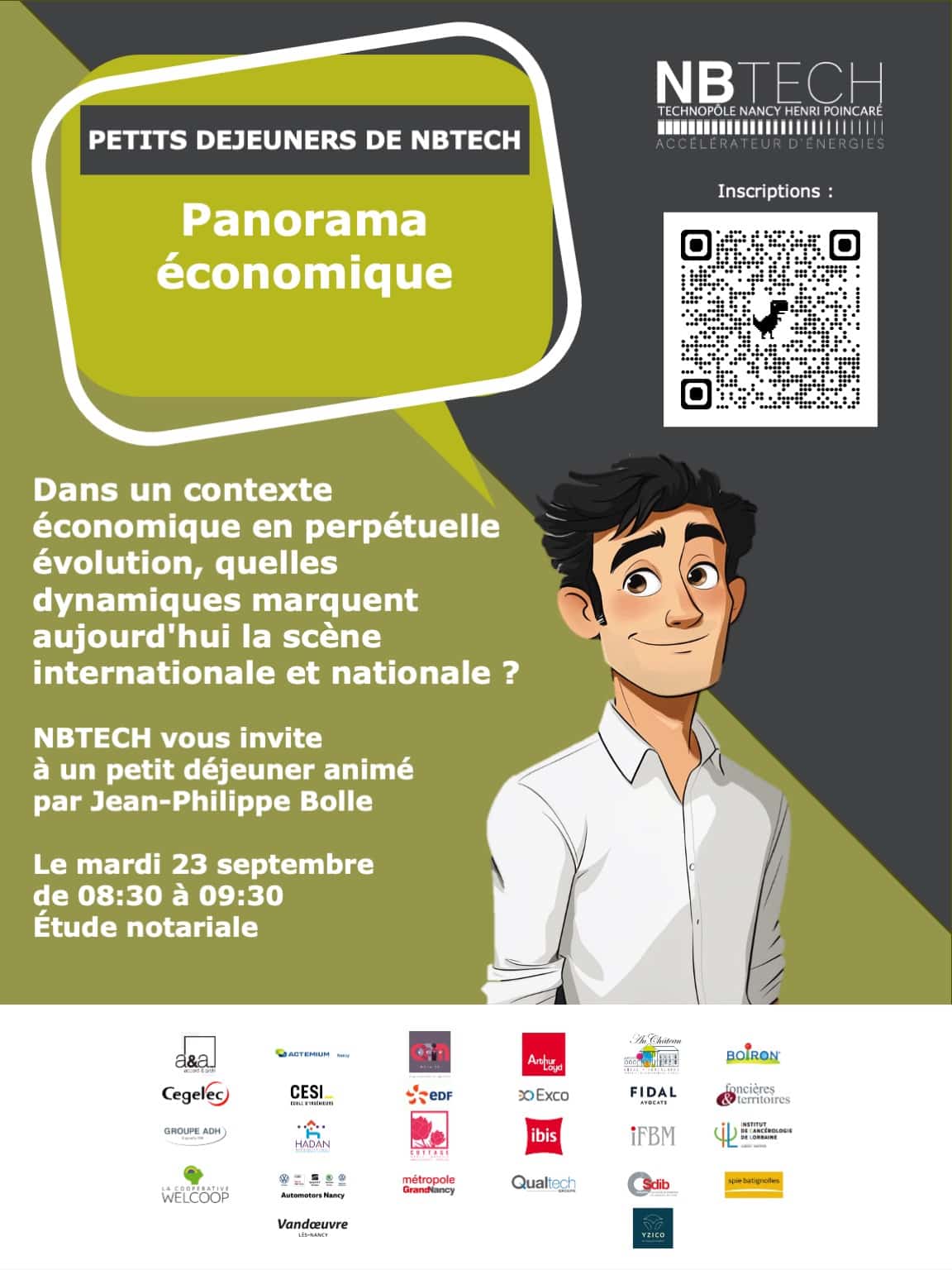 Photo du Technopôle de Nancy Brabois lors d’un événement NBTECH, réunissant entreprises et partenaires autour d’un petit déjeuner économique.