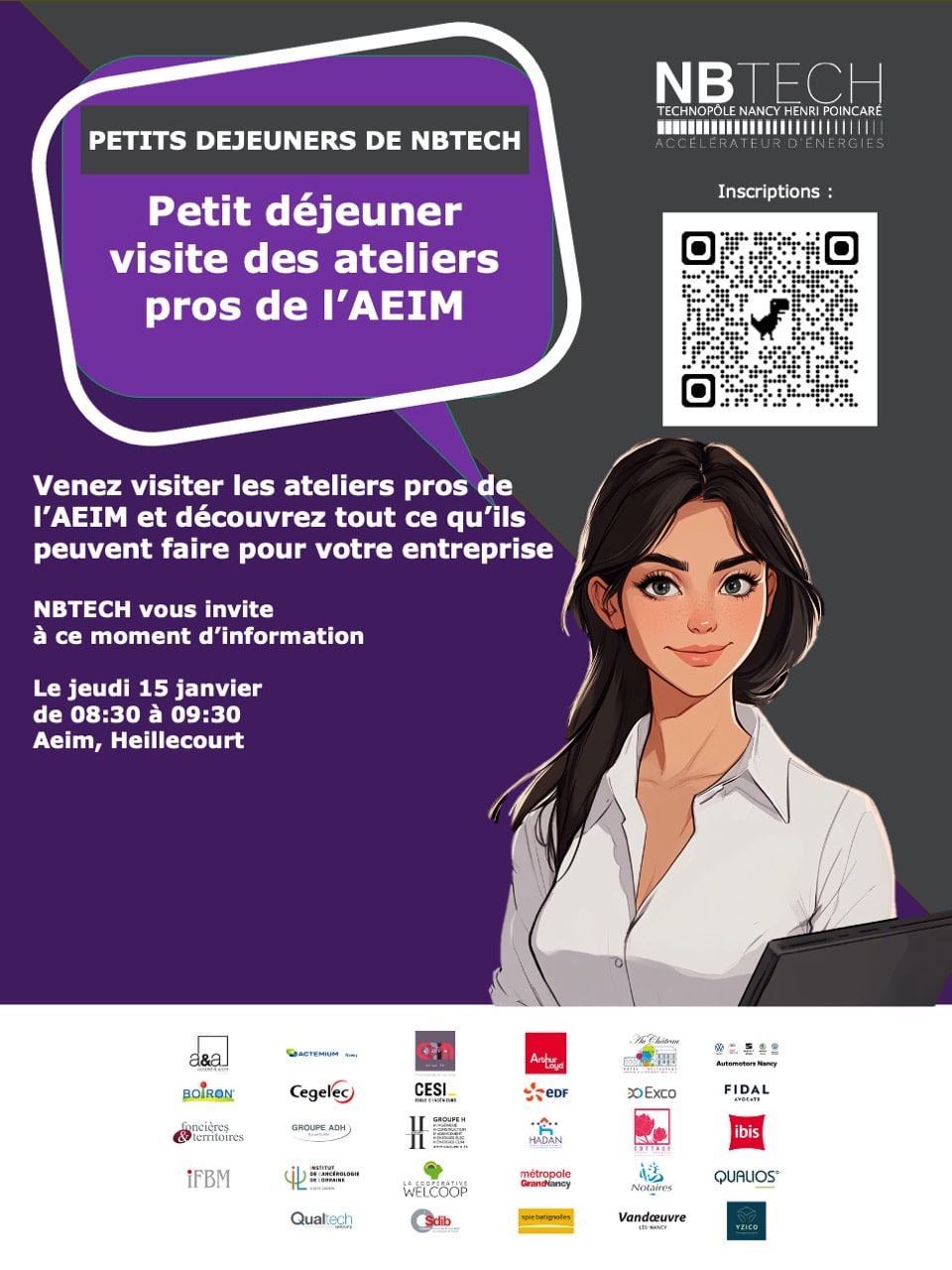 Vue des Ateliers Pro de l'AEIM 54 à Heillecourt. Un espace moderne dédié à la fabrication industrielle et à l'inclusion sociale, où les participants du Technopôle NBTECH découvrent des opportunités de collaboration locale.