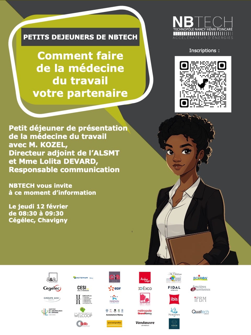 Petit-déjeuner NBTECH sur le Technopôle, abordant la médecine du travail comme partenaire.