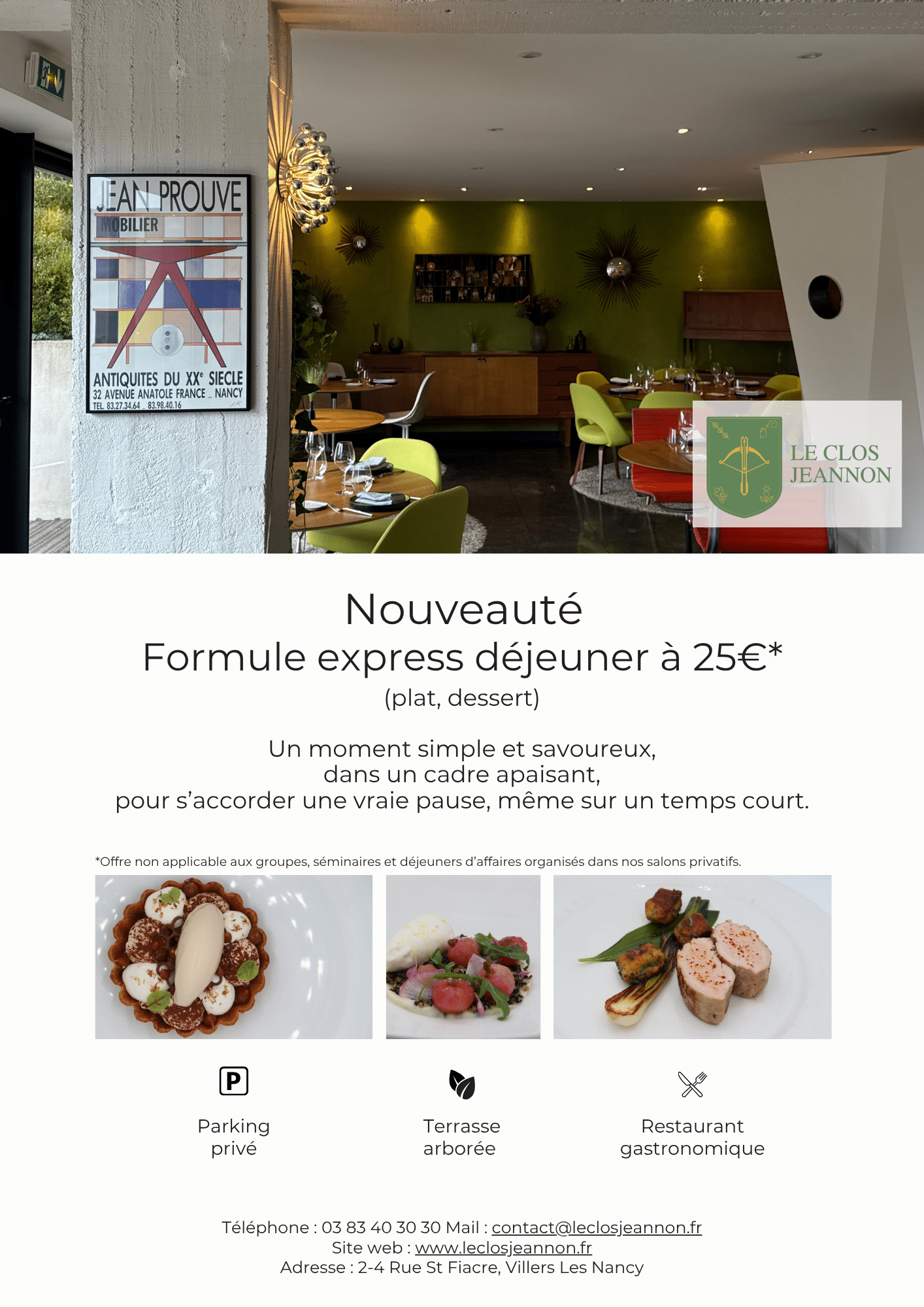 Terrasse du Clos Jeannon entourée de verdure près du Technopôle de Nancy