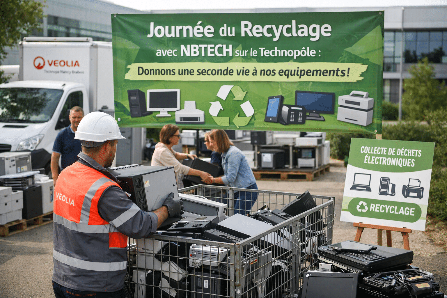 Collecte d’équipements électroniques lors d’un événement NBTECH au Technopôle de Nancy Brabois